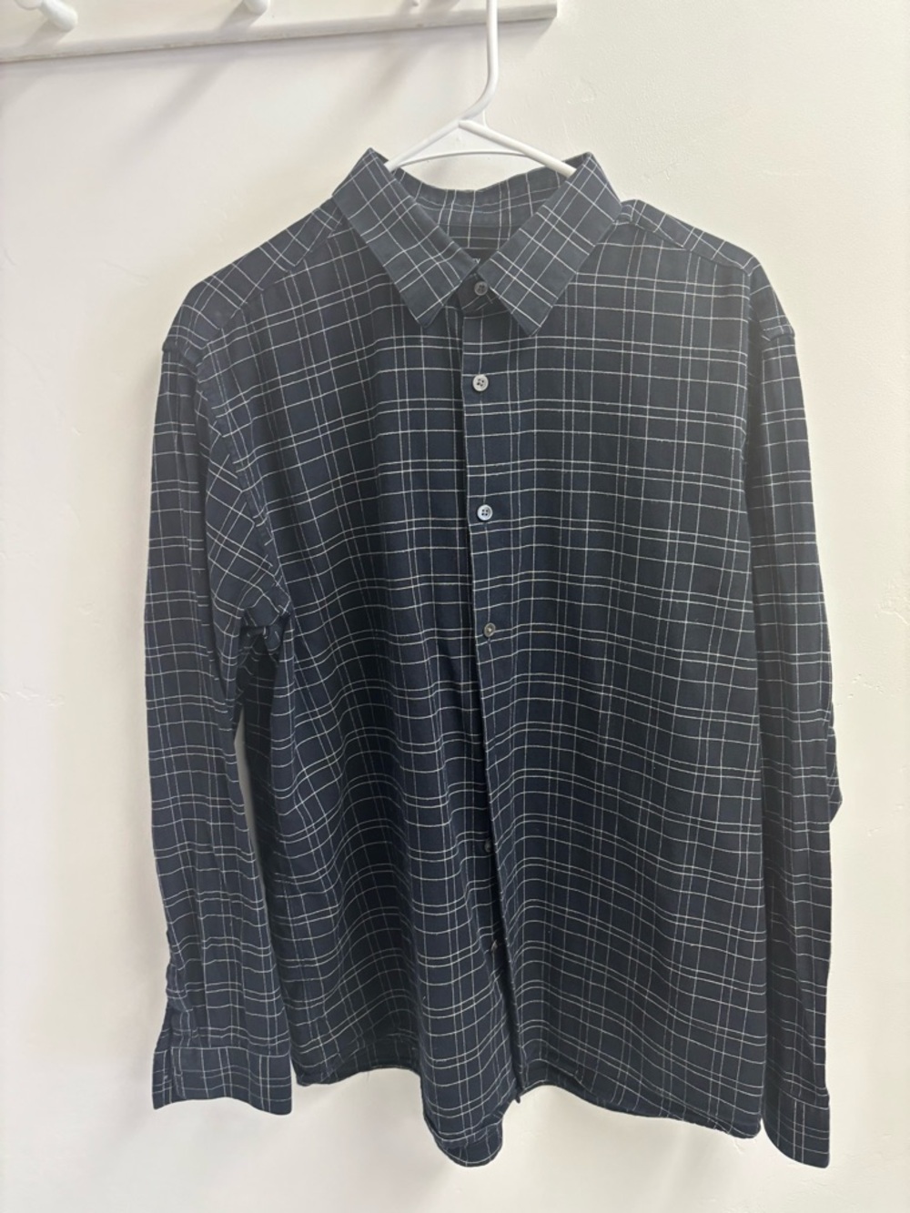 THEORY SHIRT MEN XL BLACK & WHITE WINDOW PANE BUTTON UP LONG SLEEVES